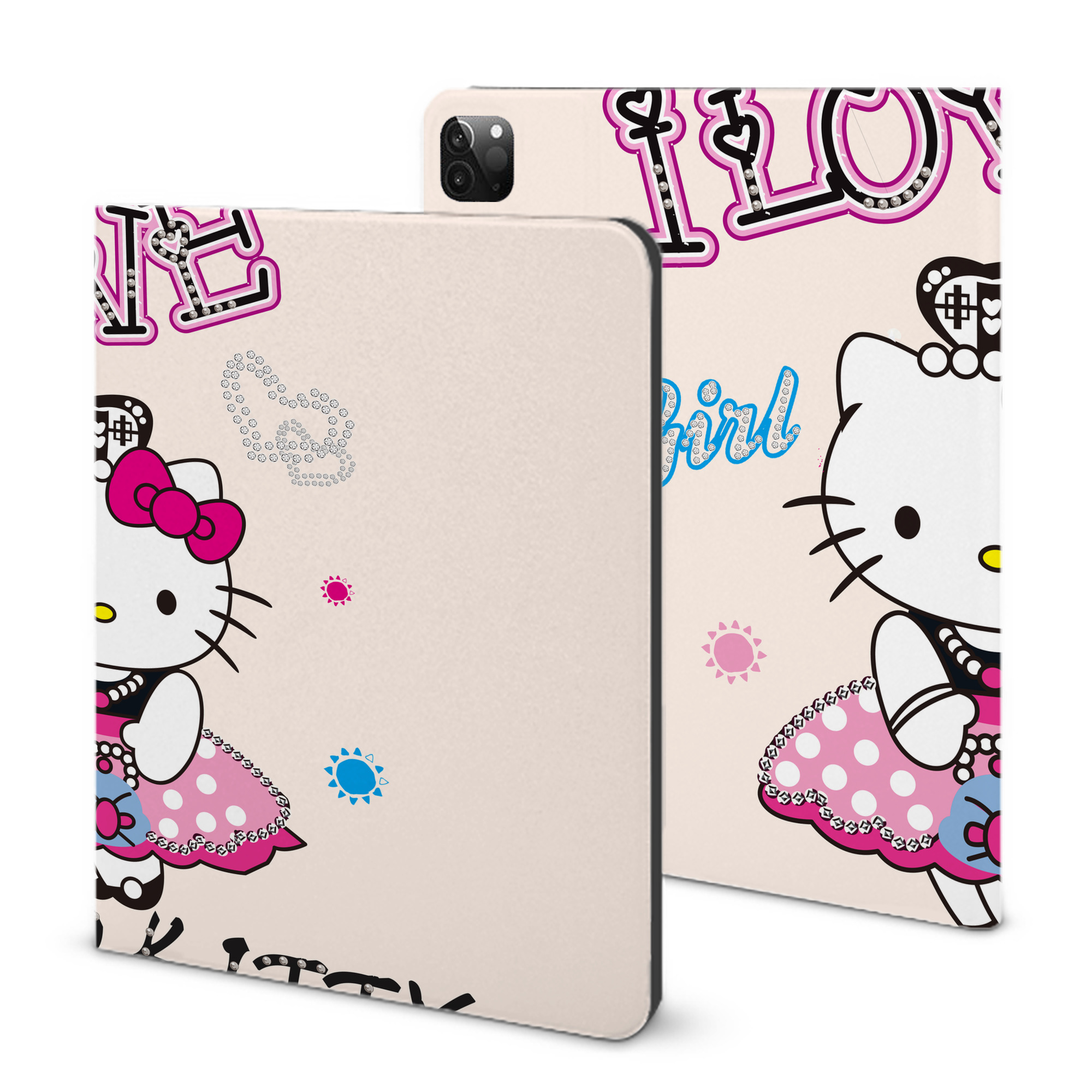 （画像用） Hello Kitty ハローキティ IPadケース ペンホルダー付き ブックスタイルデザイン